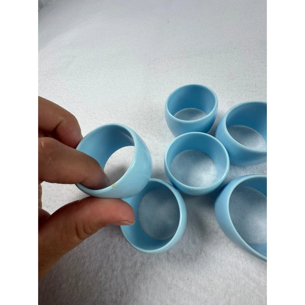 Nature Cottagecore Napkin and Ring Set Blue Floral Botanical Butterfly 12pc